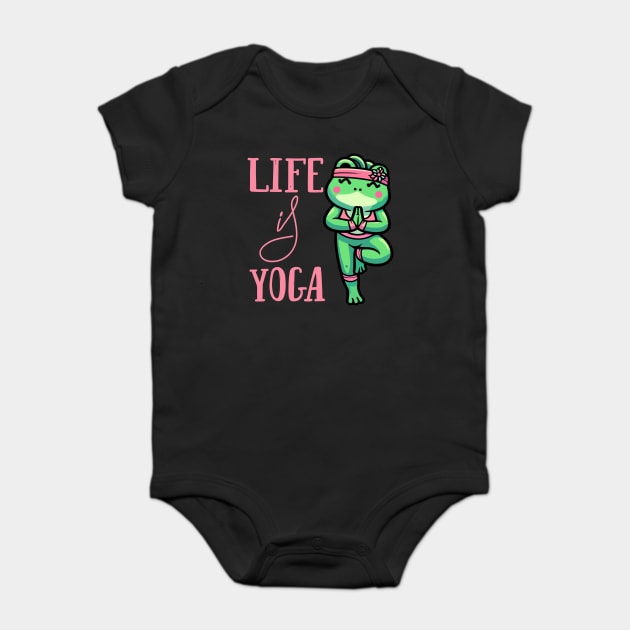 Yoga Frog - Yoga Is Life Baby Bodysuit by JessArty